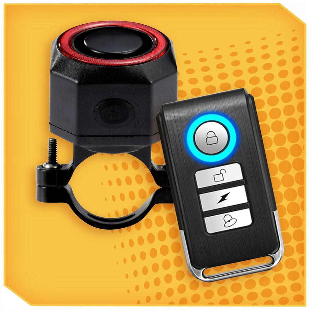 ALARM ROWEROWY ANTYKRADZIEŻOWY + LAMPA TYLNA LAMPKA ROWEROWA DZWONEK PILOT Kod producenta ALARM+LAM1